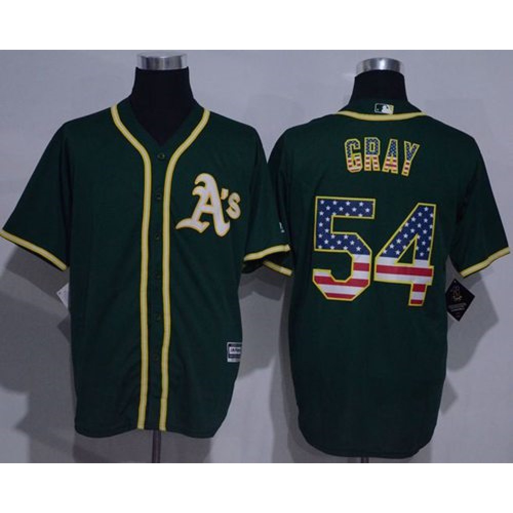 Athletics #54 Sonny Gray Green USA Flag Fashion Stitched MLB Jersey 1