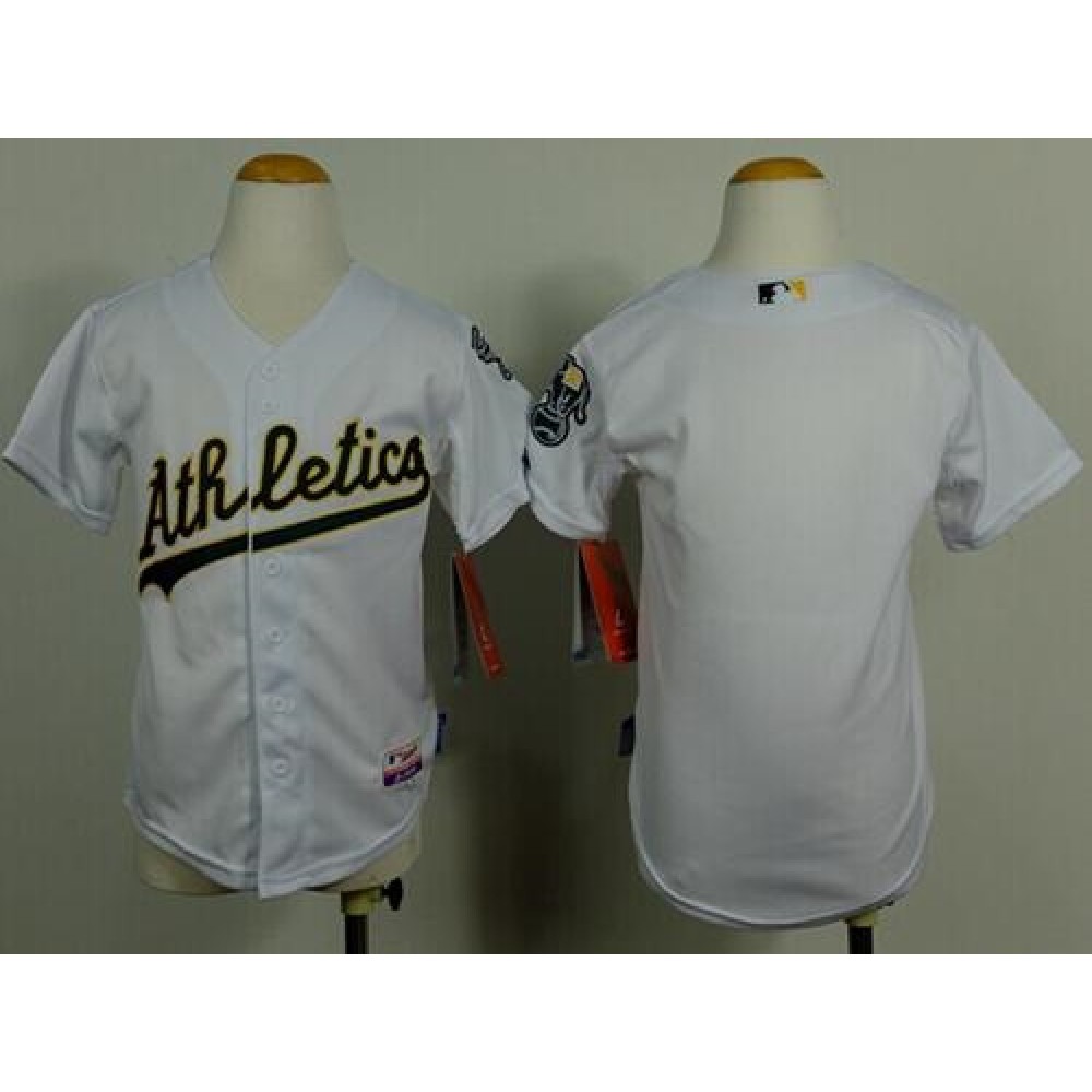 Athletics Blank White Cool Base Stitched Youth MLB Jersey 1