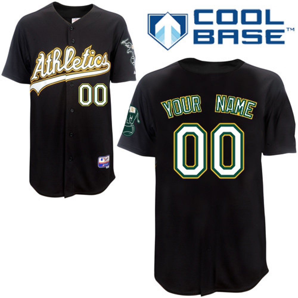 Athletics Personalized Authentic Black Cool Base MLB Jersey 1