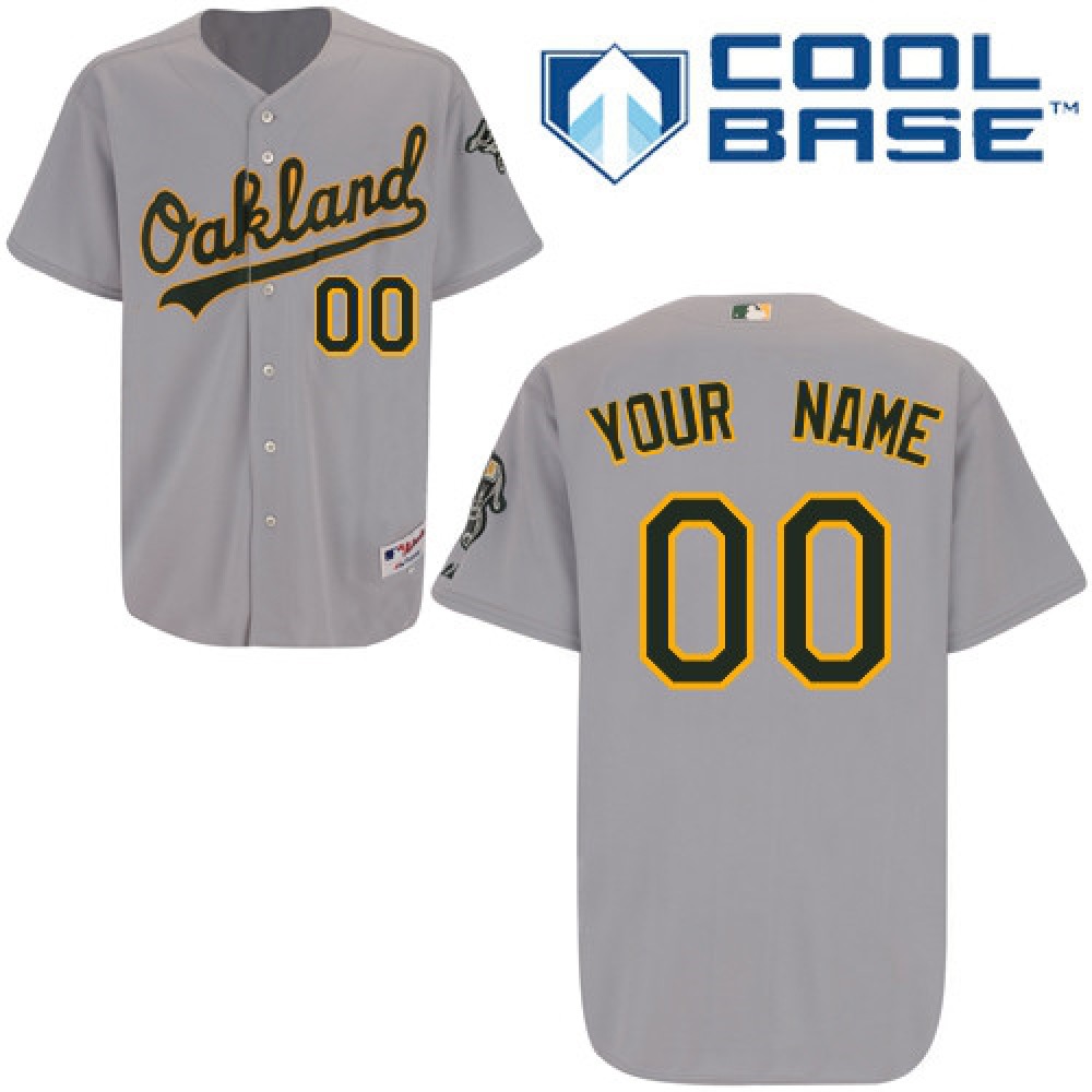Athletics Personalized Authentic Grey Cool Base MLB Jersey 1