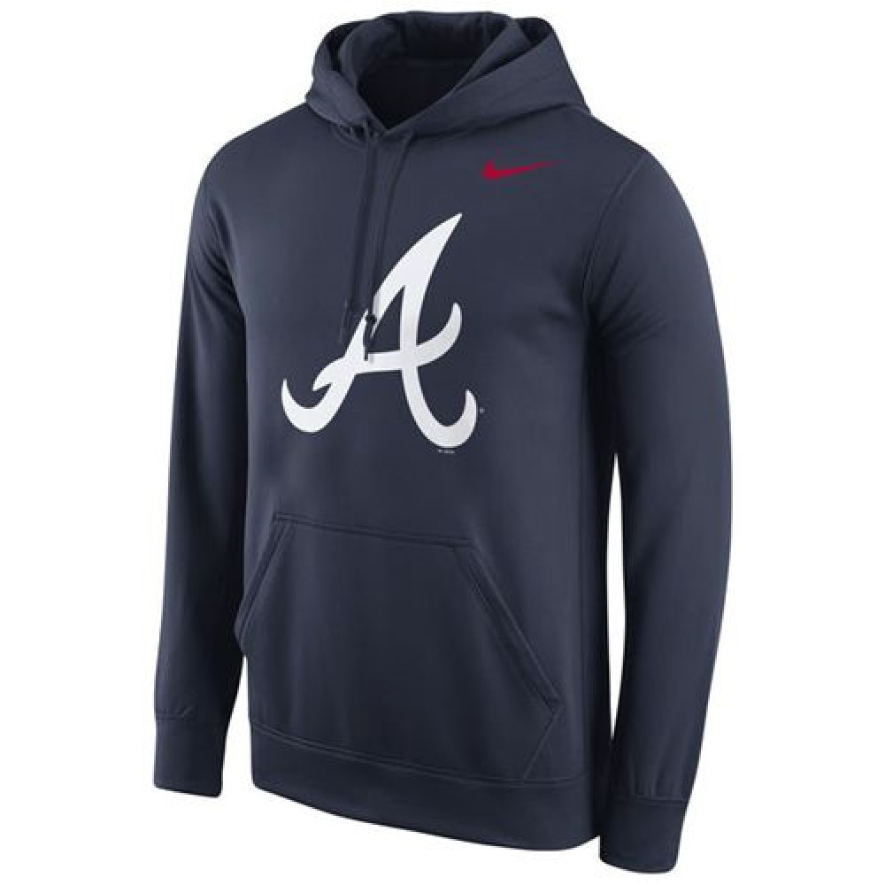 Atlanta Braves Logo Performance Navy Pullover MLB Hoodie 1