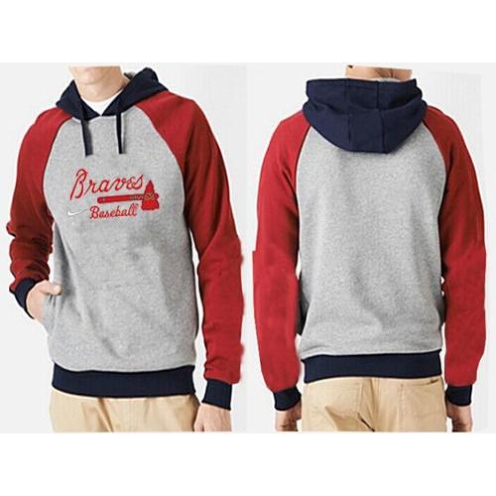 Atlanta Braves Pullover Hoodie Grey & Red 1