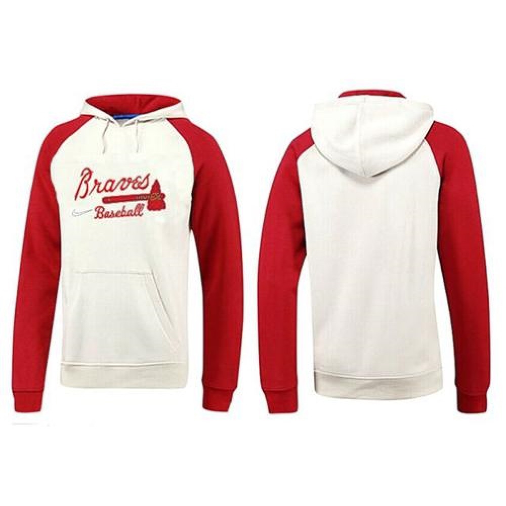 Atlanta Braves Pullover Hoodie White & Red 1