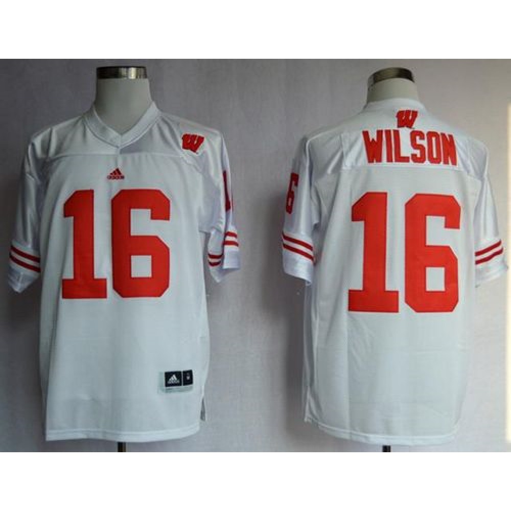 Badgers #16 Russell Wilson White Stitched NCAA Jersey 1