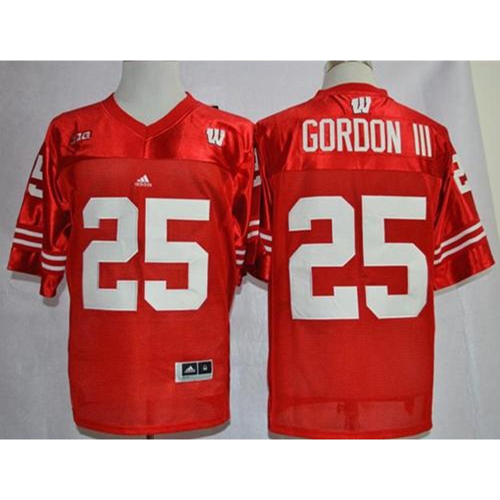 Badgers #25 Melvin Gordon III Red Big Ten Stitched NCAA Jersey 1
