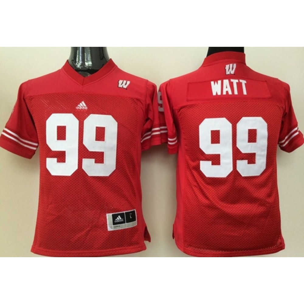 Badgers #99 J.J. Watt Red Stitched Youth NCAA Jersey 1