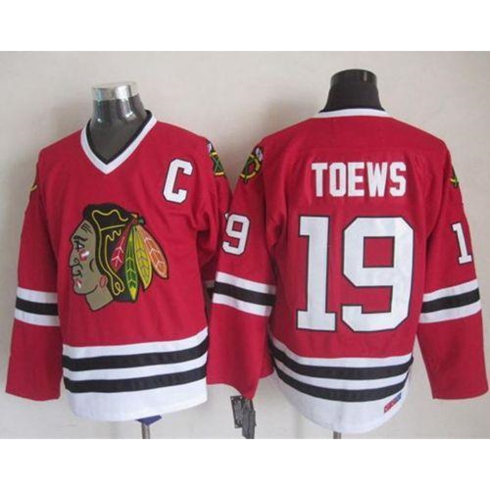 Blackhawks #19 Jonathan Toews Red CCM Throwback Stitched NHL Jersey 1