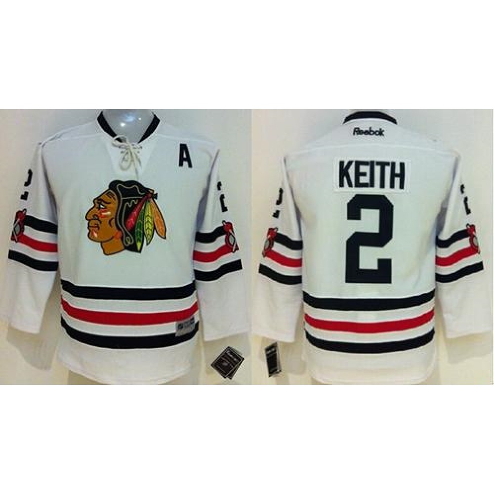 Blackhawks #2 Duncan Keith White 2015 Winter Classic Stitched Youth NHL Jersey 1
