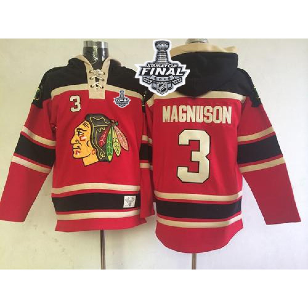 Blackhawks #3 Keith Magnuson Red Sawyer Hooded Sweatshirt 2015 Stanley Cup Stitched NHL Jersey 1