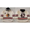 Blackhawks #47 Rob Scuderi Cream Heavyweight Pullover Hoodie Stitched NHL Jersey