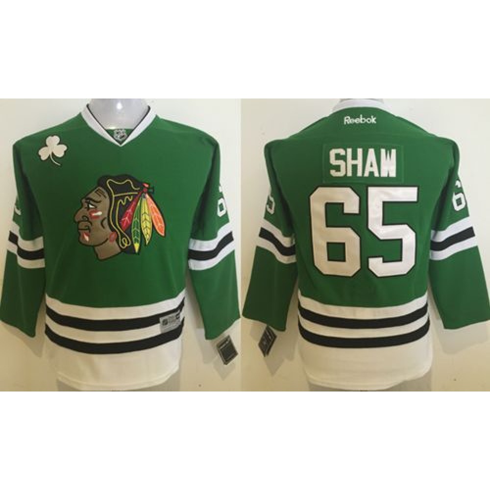 Blackhawks #65 Andrew Shaw Green Stitched Youth NHL Jersey 1