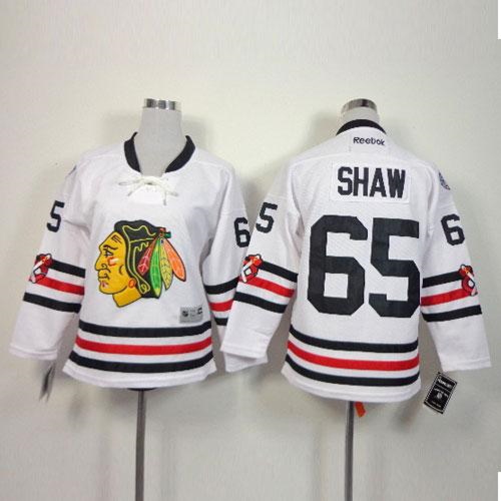 Blackhawks #65 Andrew Shaw White 2015 Winter Classic Stitched Youth NHL Jersey 1