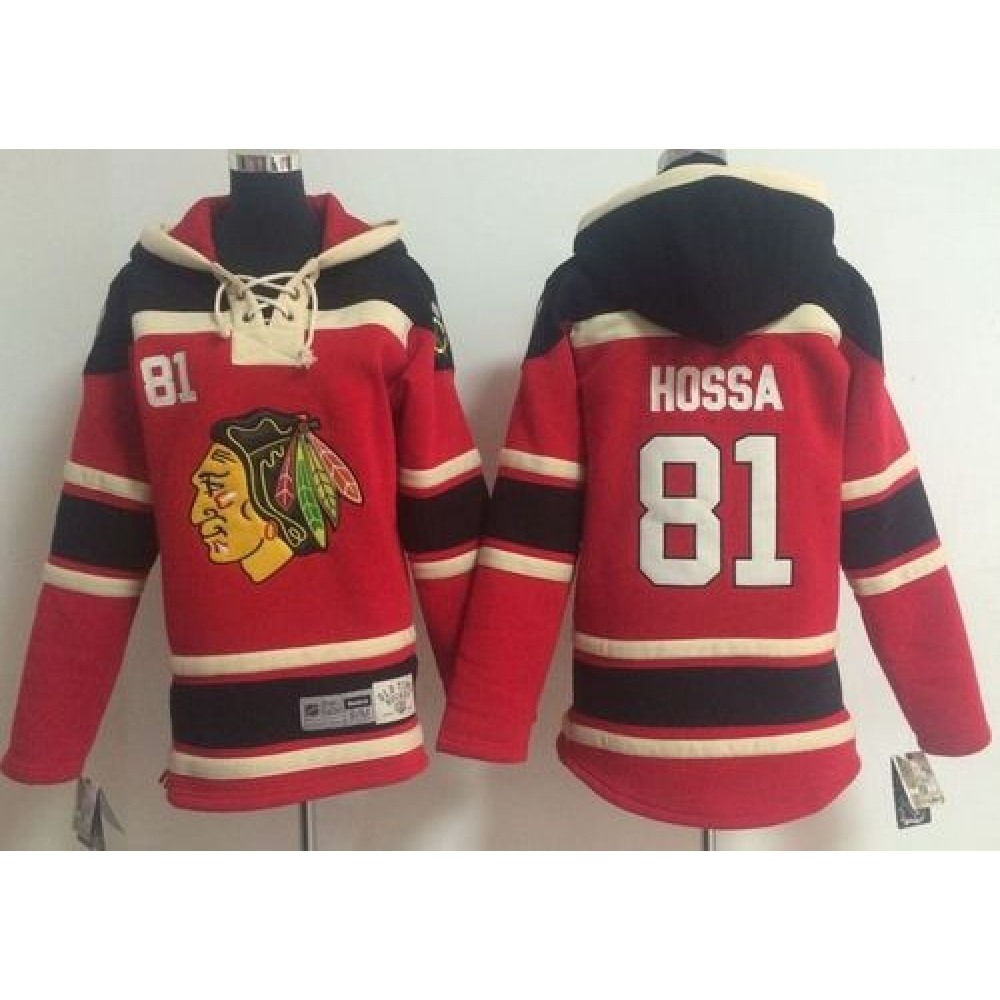 Blackhawks #81 Marian Hossa Red Sawyer Hooded Sweatshirt Stitched Youth NHL Jersey 1