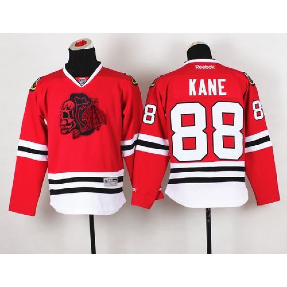 Blackhawks #88 Patrick Kane Red(Red Skull) Stitched Youth NHL Jersey 1