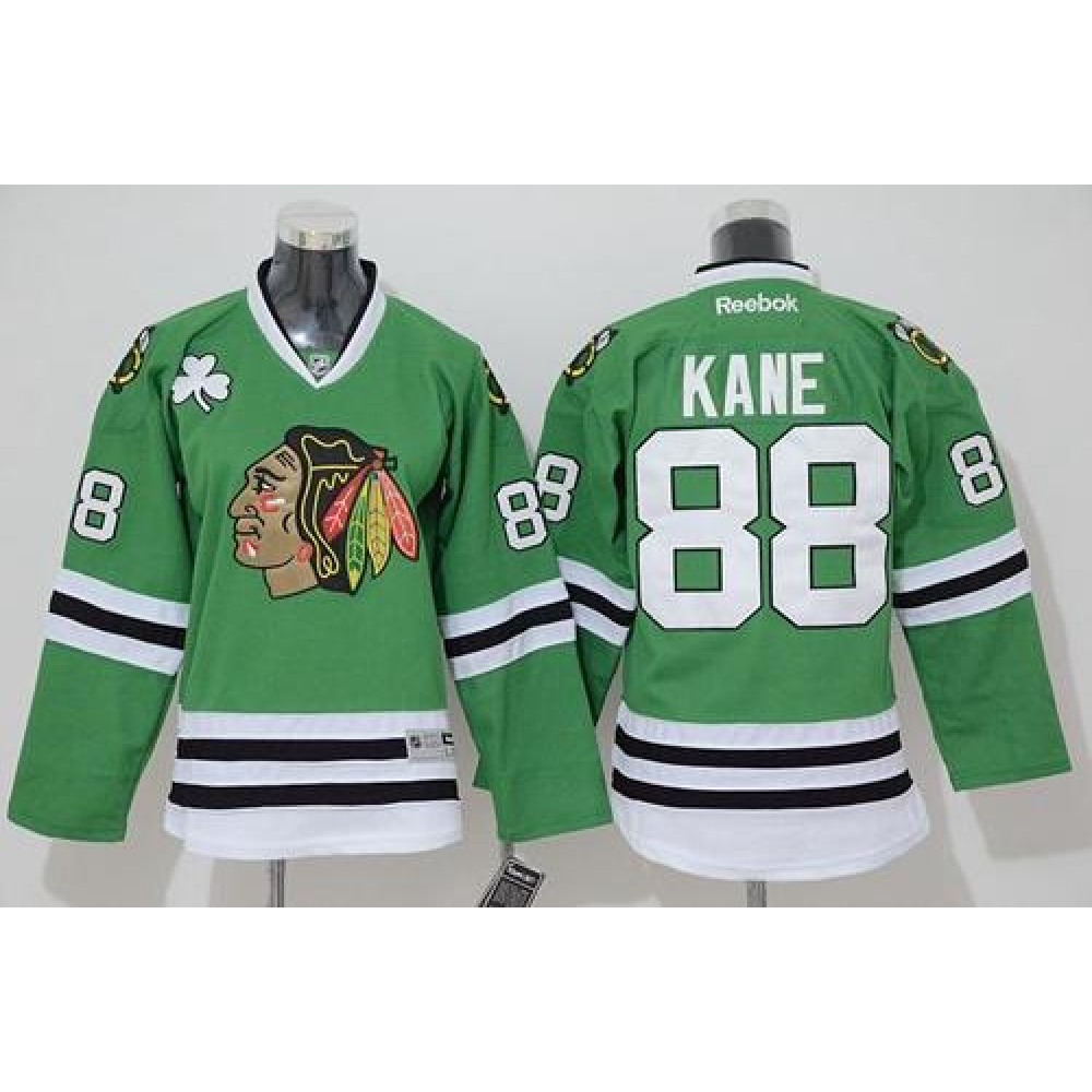Blackhawks #88 Patrick Kane Stitched Green youth NHL Jersey 1
