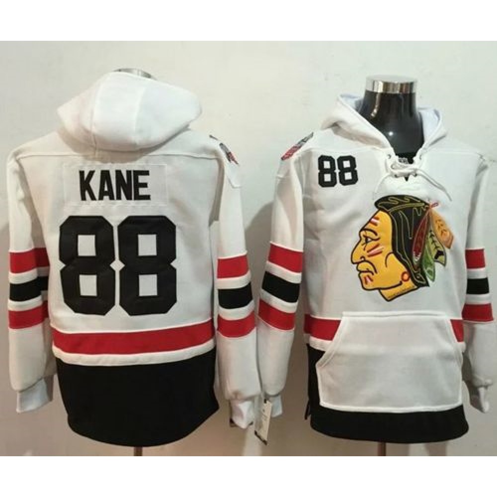Blackhawks #88 Patrick Kane White Name & Number Pullover NHL Hoodie 1