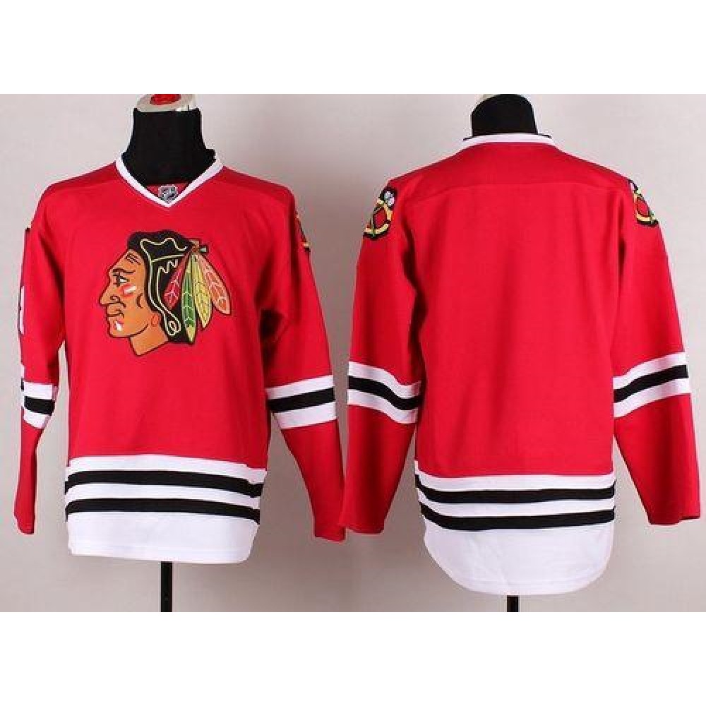Blackhawks Stitched Blank Red NHL Jersey 1