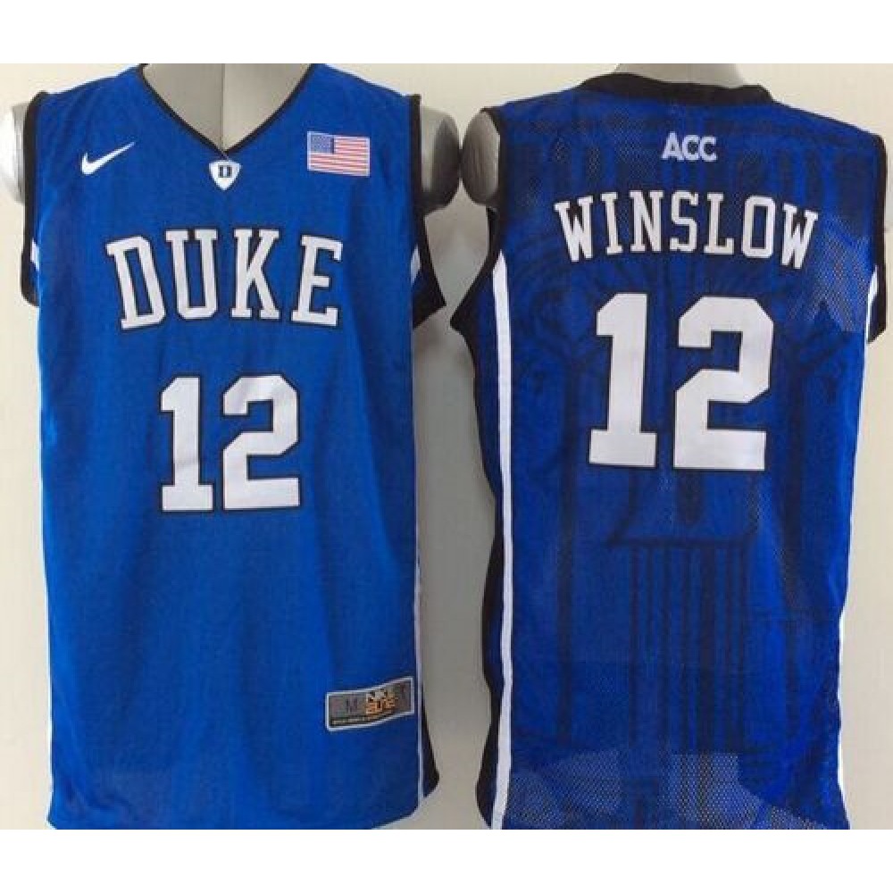 Blue Devils #12 Justise Winslow Royal Blue Basketball New Stitched NCAA Jersey 1