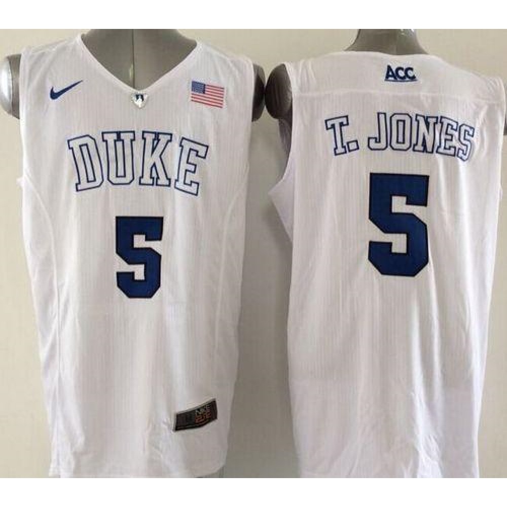 Blue Devils #5 Tyus Jones White Basketball Elite Stitched NCAA Jersey 1