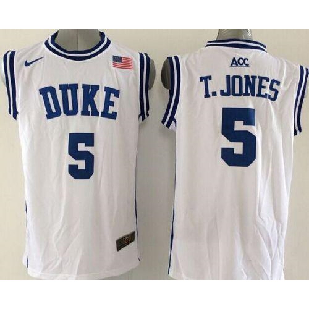 Blue Devils #5 Tyus Jones White Basketball New Stitched NCAA Jersey 1