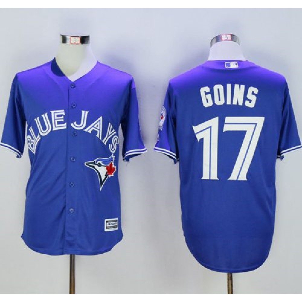 Blue Jays #17 Ryan Goins Blue New Cool Base 40th Anniversary Stitched MLB Jersey 1
