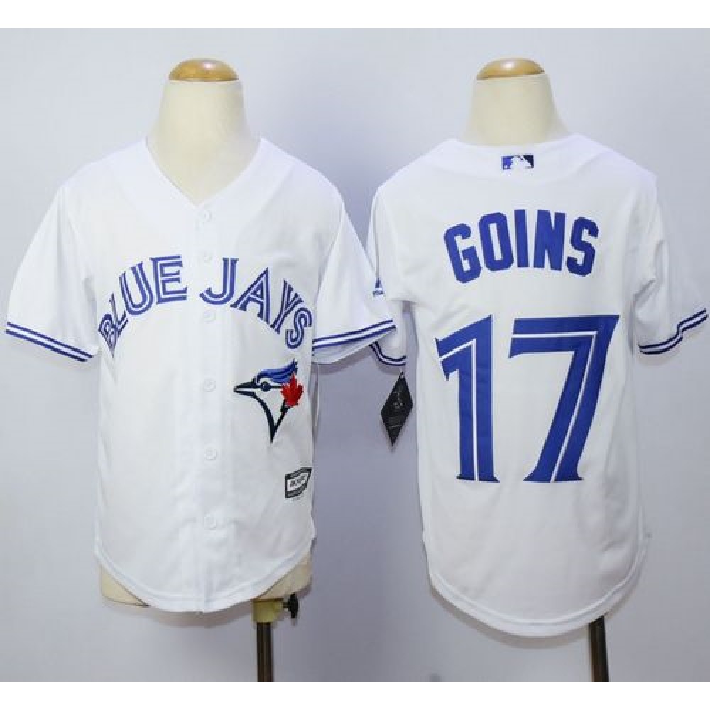 Blue Jays #17 Ryan Goins White Cool Base Stitched Youth MLB Jersey 1