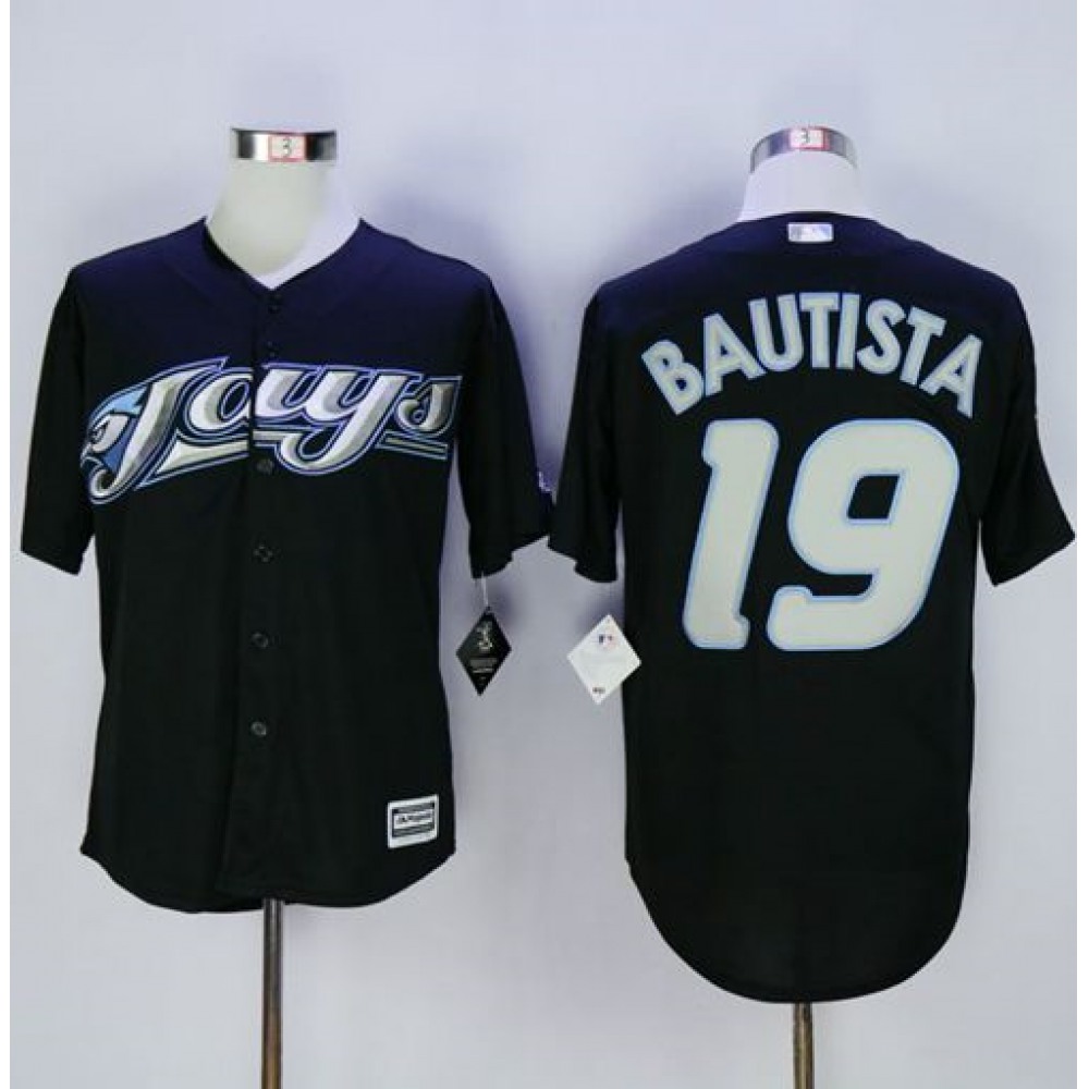 Blue Jays #19 Jose Bautista Black New Cool Base Stitched MLB Jersey 1