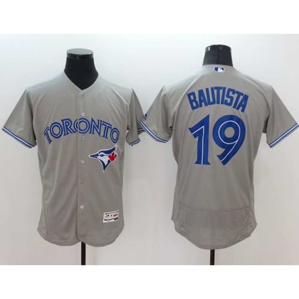 Blue Jays #19 Jose Bautista Grey Flexbase Authentic Collection Stitched MLB Jersey 1