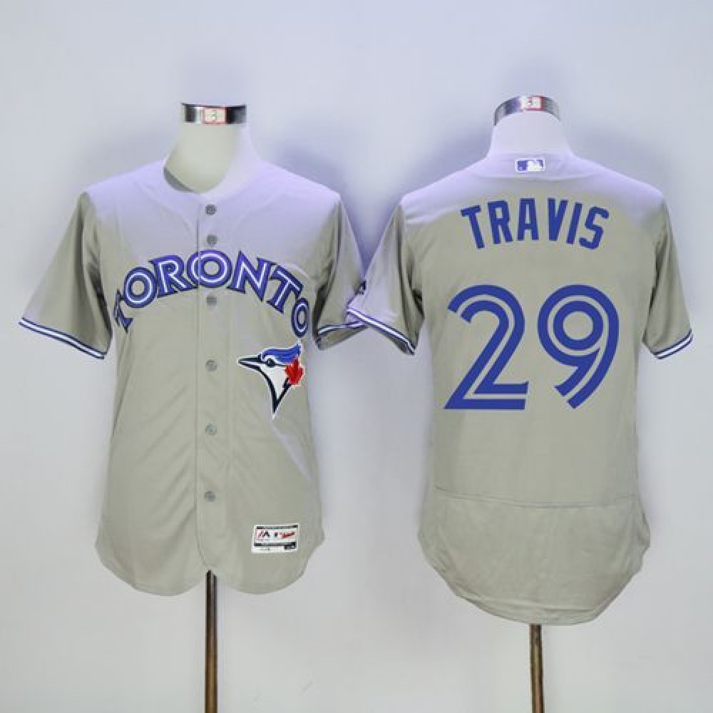 Blue Jays #29 Devon Travis Grey Flexbase Authentic Collection Stitched MLB Jersey 1