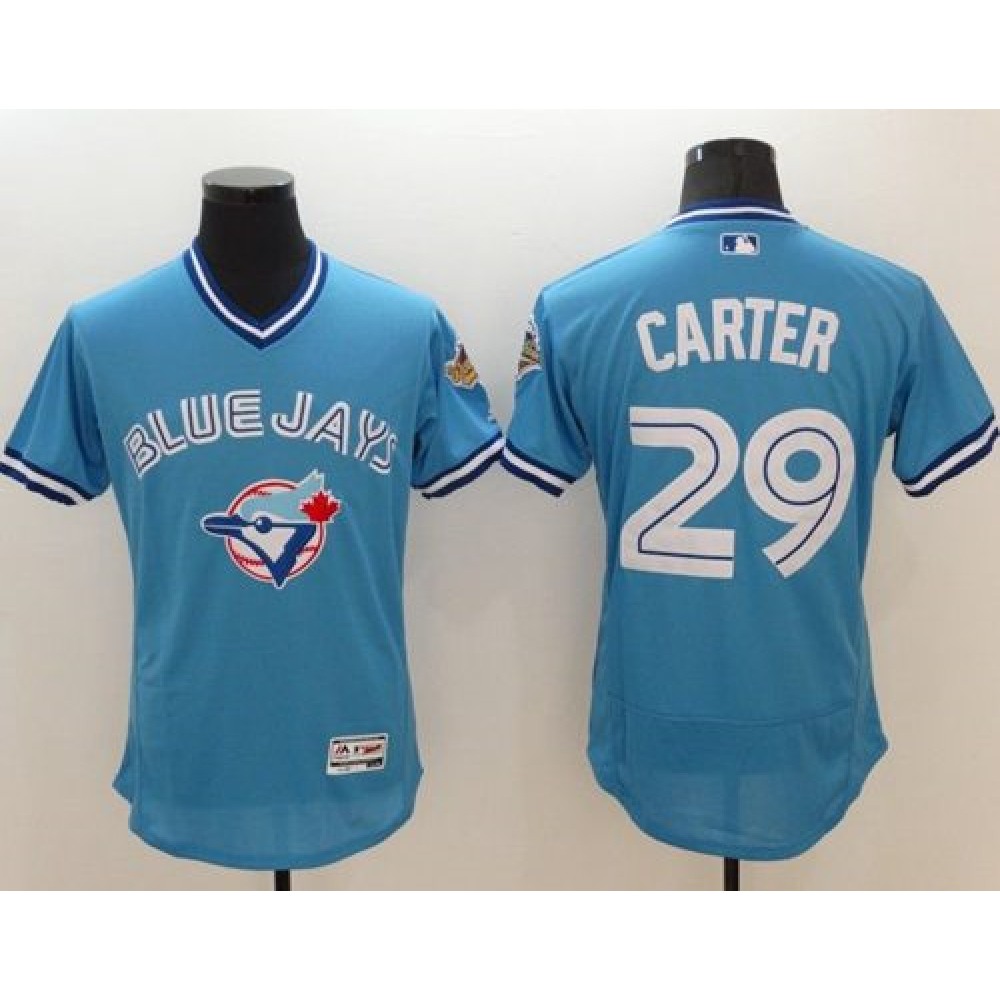 Blue Jays #29 Joe Carter Light Blue Flexbase Authentic Collection Cooperstown Stitched MLB Jersey 1