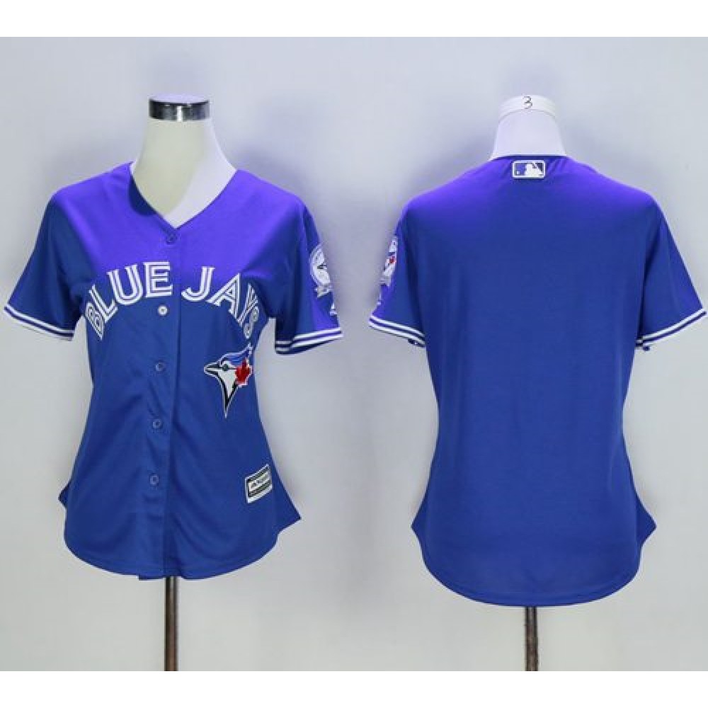 Blue Jays Blank Blue Alternate 40th Anniversary Women's Stitched MLB Jersey 1