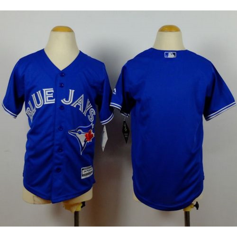 Blue Jays Blank Blue Cool Base Stitched Youth MLB Jersey 1
