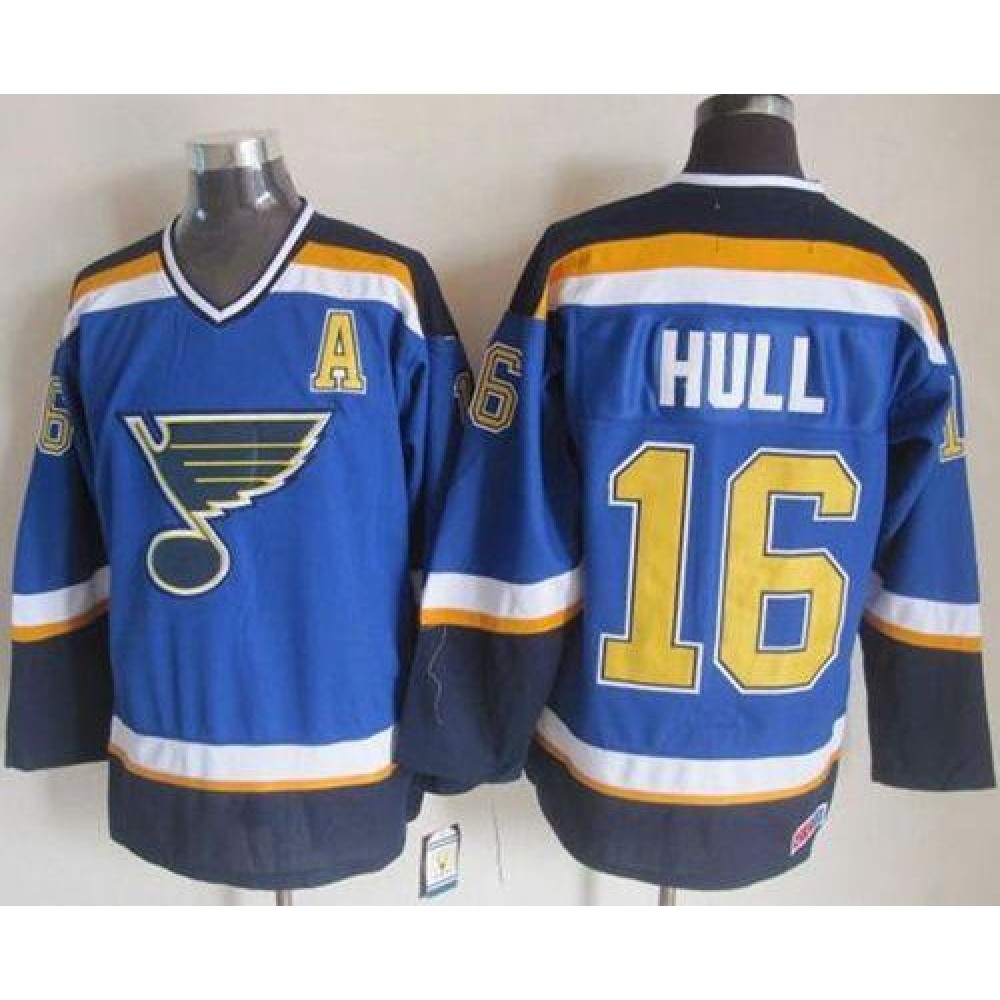 Blues #16 Brett Hull Light Blue CCM Throwback Stitched NHL Jersey 1