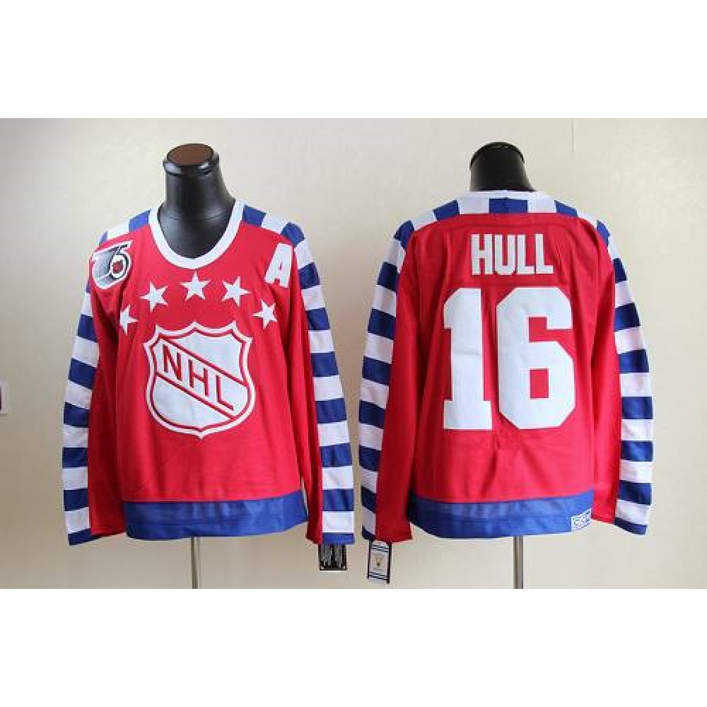 Blues #16 Brett Hull Red All Star CCM Throwback 75TH Stitched NHL Jersey 1