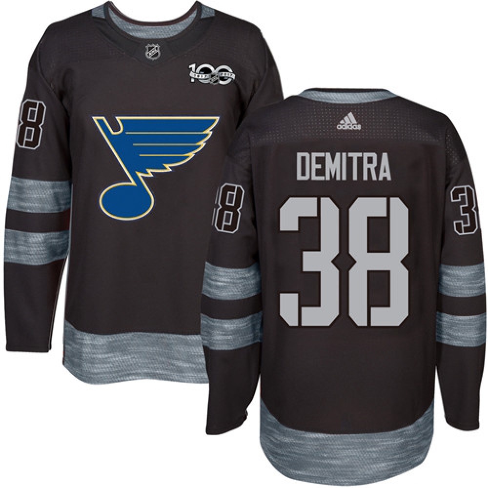 Blues #38 Pavol Demitra Black 1917-2017 100th Anniversary Stitched NHL Jersey 1