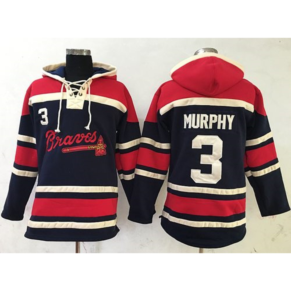 Braves #3 Dale Murphy Navy Blue Sawyer Hooded Sweatshirt MLB Hoodie 1