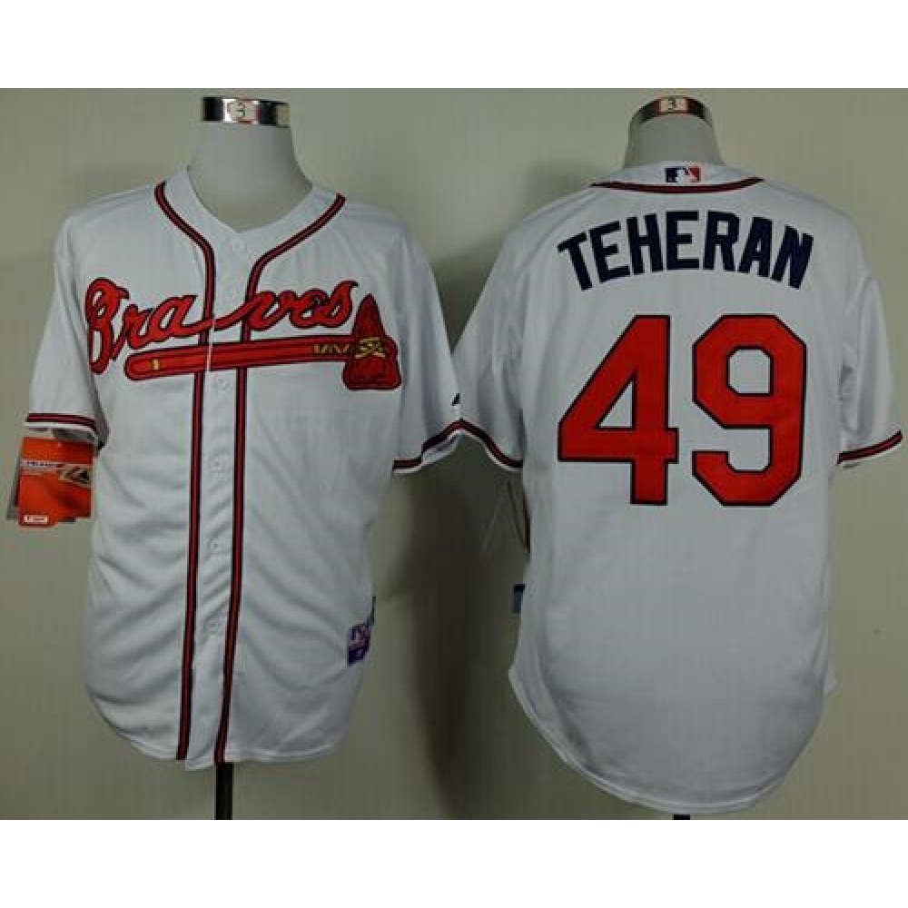 Braves #49 Julio Teheran White Cool Base Stitched MLB Jersey 1