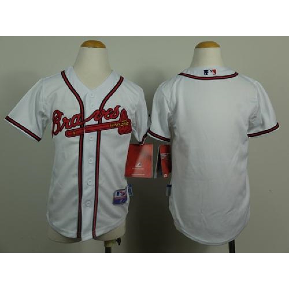 Braves Blank White Cool Base Stitched Youth MLB Jersey 1