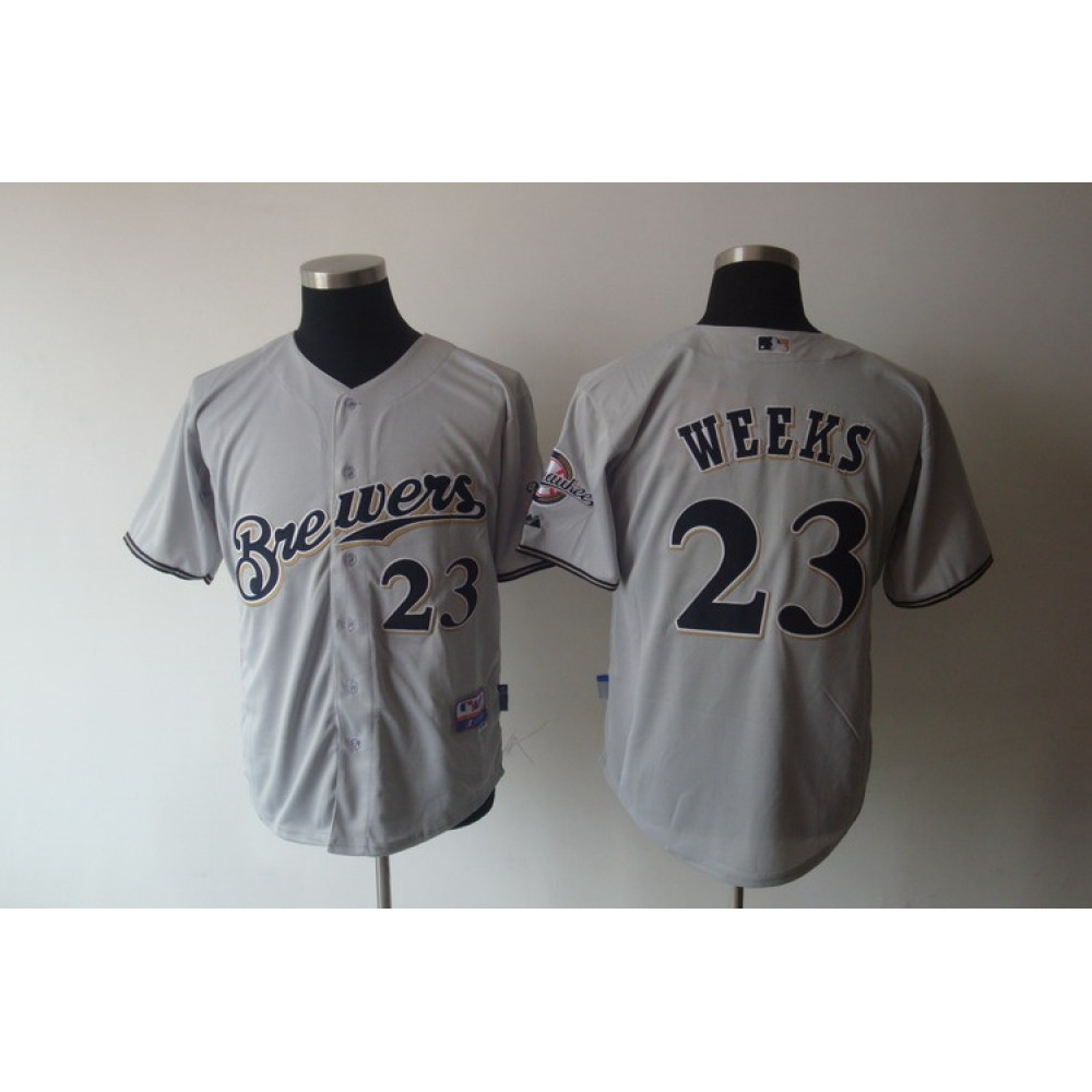 Brewers #23 Rickie Weeks Stitched Grey MLB Jersey 1