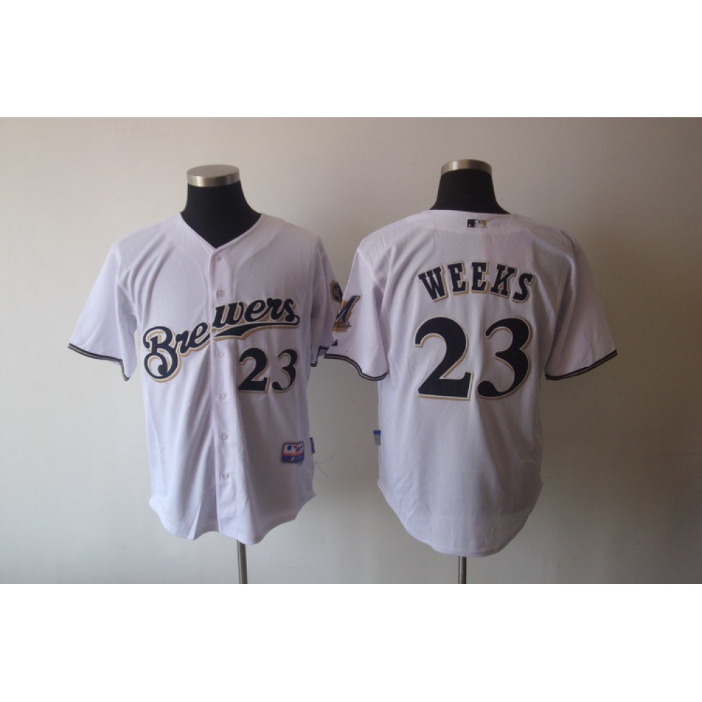 Brewers #23 Rickie Weeks Stitched White MLB Jersey 1