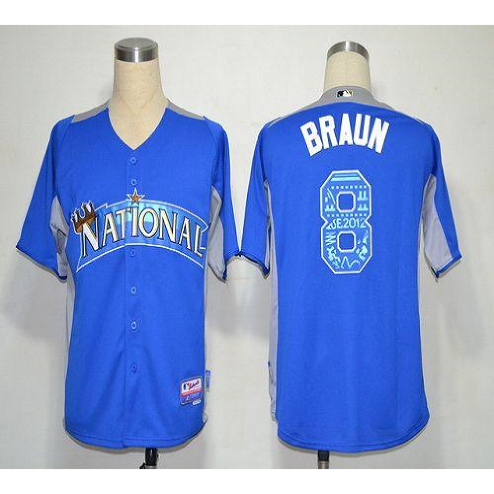 Brewers #8 Ryan Braun Blue 2012 All-Star BP Stitched MLB Jersey 1