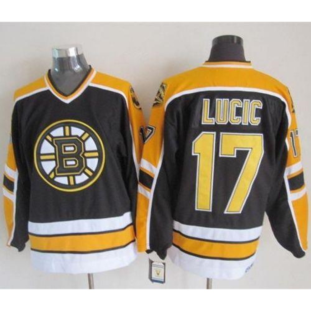 Bruins #17 Milan Lucic Black CCM Throwback New Stitched NHL Jersey 1