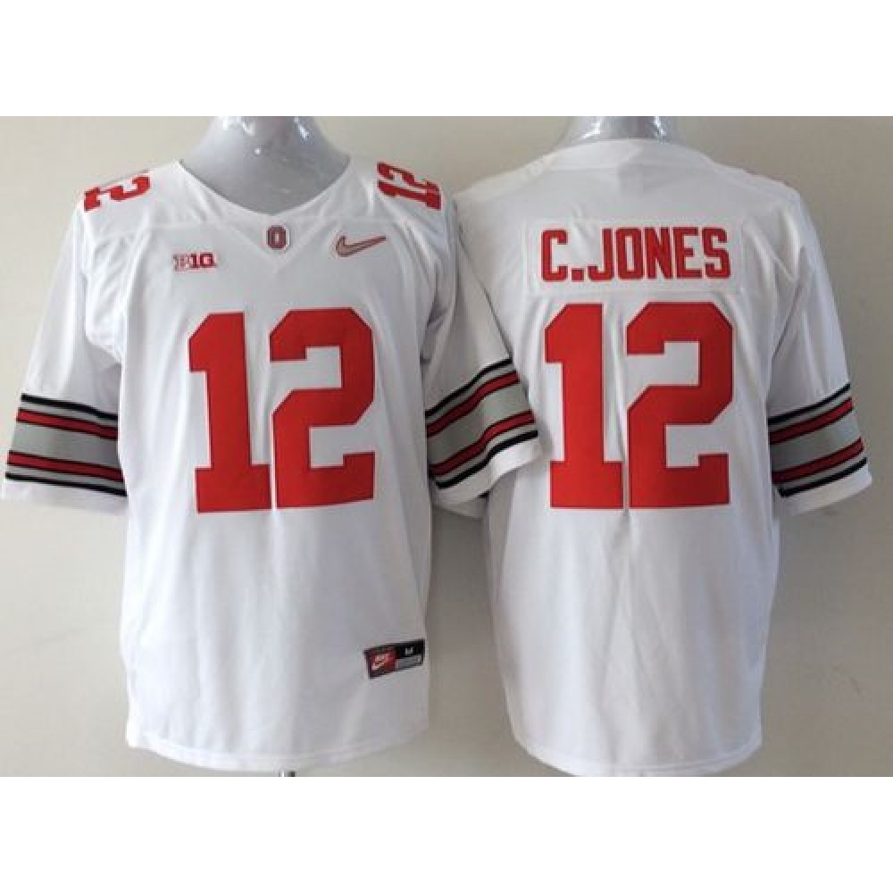 Buckeyes #12 Cardale Jones White Stitched Youth NCAA Jersey 1