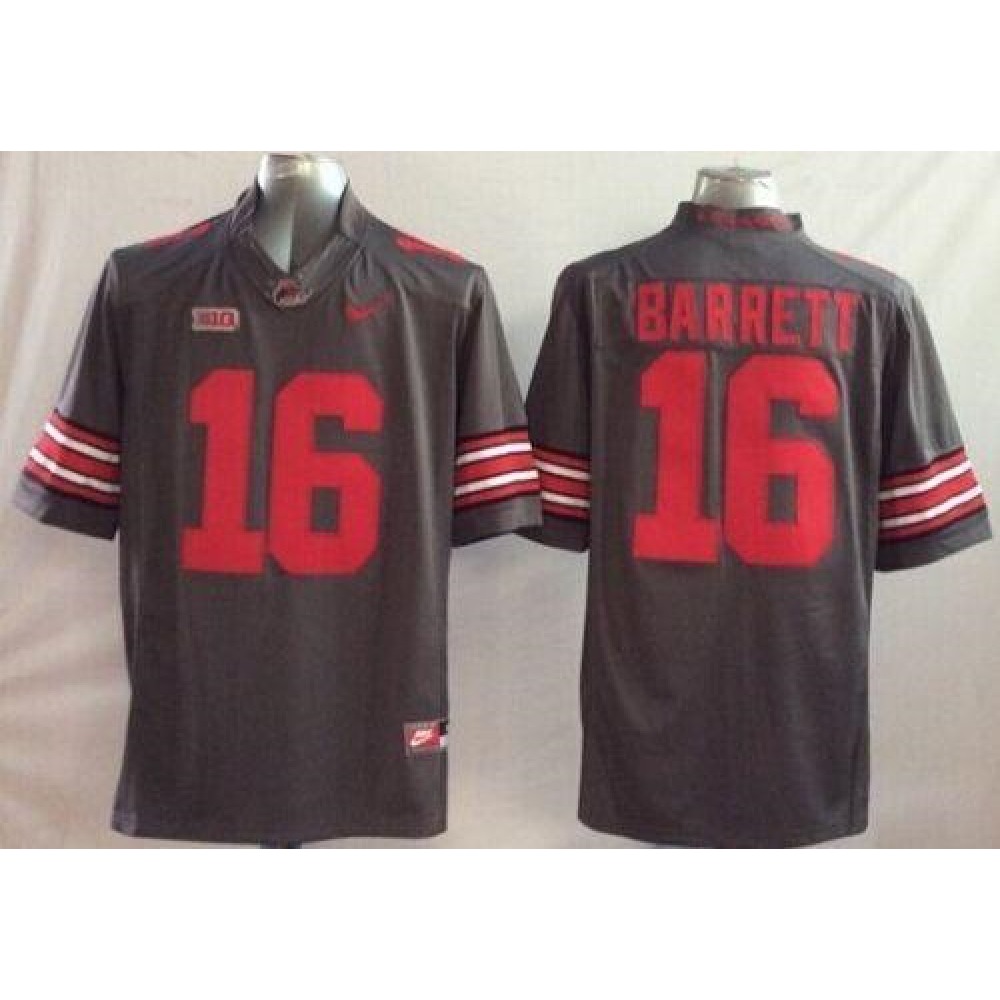 Buckeyes #16 J. T. Barrett Grey Stitched Youth NCAA Jersey 1