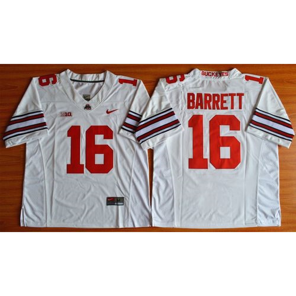 Buckeyes #16 J. T. Barrett White Diamond Quest Stitched NCAA Jersey 1