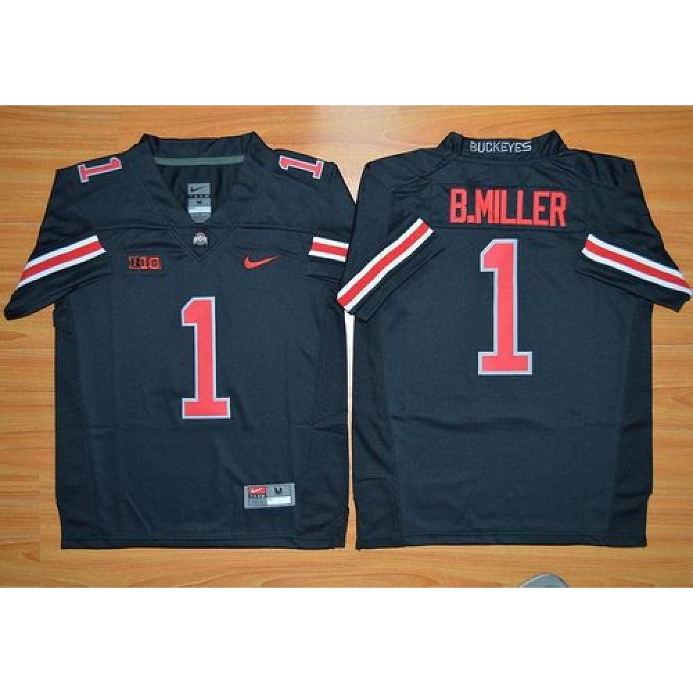 Buckeyes #1 Braxton Miller Black(Red No.) Limited Stitched Youth NCAA Jersey 1