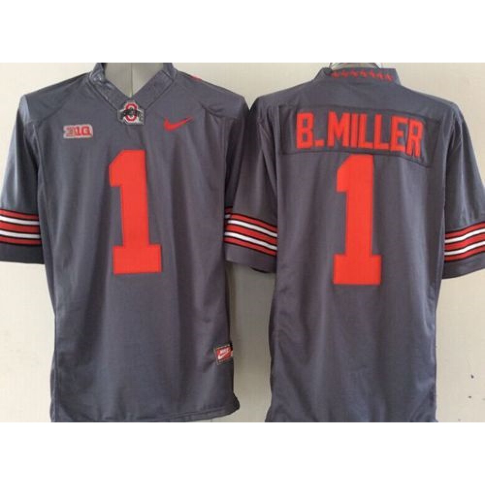 Buckeyes #1 Braxton Miller Grey Limited Stitched NCAA Jersey 1