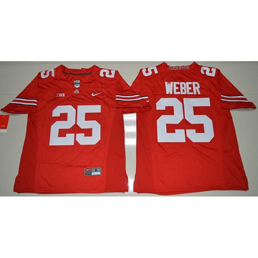 Buckeyes #25 Mike Weber Jr. Red Stitched NCAA Jersey 1