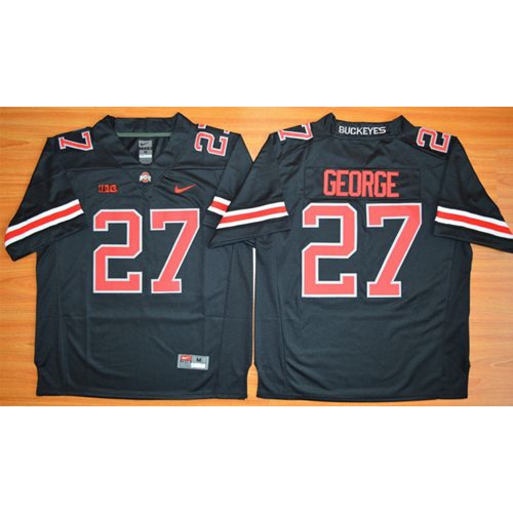 Buckeyes #27 Eddie George Black(Red No.) Limited Stitched NCAA Jersey 1