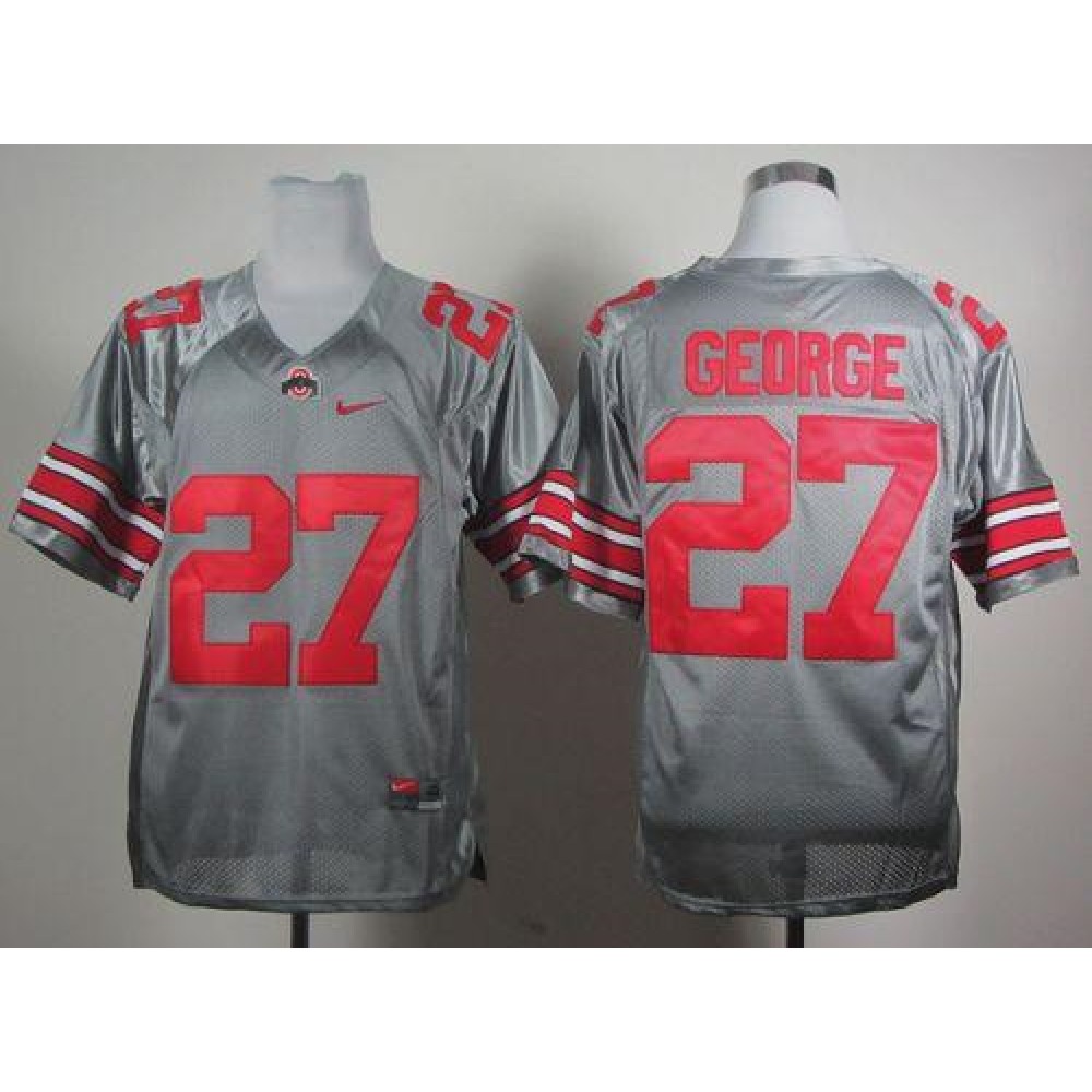 Buckeyes #27 Eddie George Grey Stitched NCAA Jersey 1